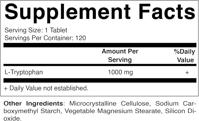 Vitamatic L-Tryptophan 1000mg 120 Tablets (120 Tablets (Pack of 1)) (3 Bottles)