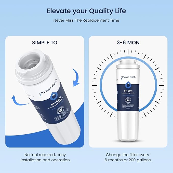 GLACIER FRESH UKF8001 Compatible with Whirlpool Refrigerator Water Filter 4, EDR4RXD1, EveryDrop Filter 4, 4396395, Maytag UKF8001, UKF8001AXX, WHR4RXD1, KAD4RXD1, 46-9006, Puriclean II, Pack of 1