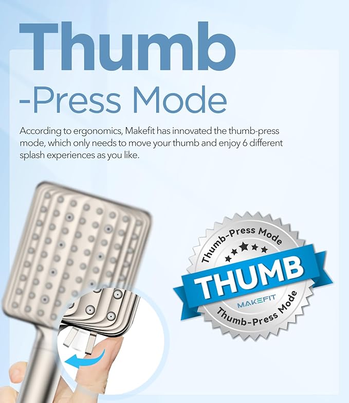 Filtered Shower Head - 6 Modes High Pressure Handheld Shower Head with Filter Mineral Beads, Detachable Handheld Showerhead Set with Stainless Steel Hose and Shower Arm Bracket (Brushed Nickel)