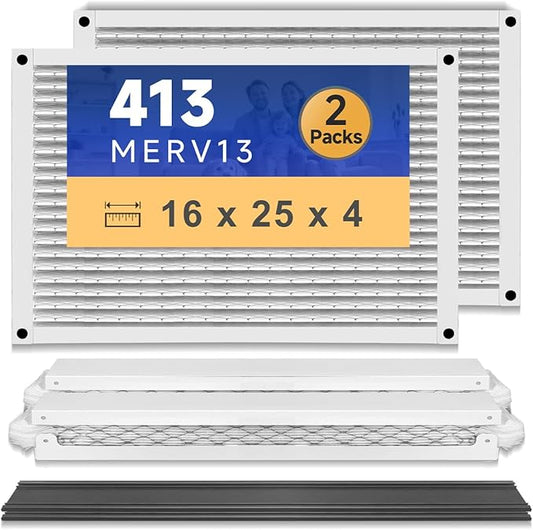 2400 413 Replacement Filter MERV 13 16x25x4 Compatible with Whole-House AirPurifier 2140 2400 and Space-Gard 2400 AirPurifier Pleated HVAC AC Furnace Air Filter 2 Packs