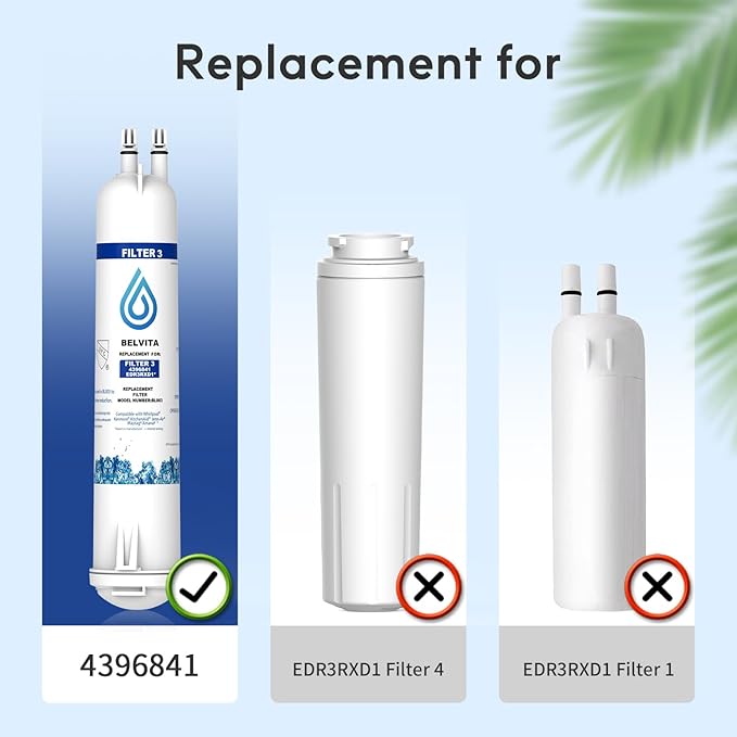 BELVITA Compatible with EDR3RXD1, 4396841, 4396710, Filter 3, 46-9083,46-9030, 9030, 9083 Refrigerator Water Filter (2 Pack)
