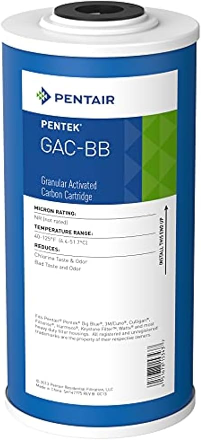 Pentair Pentek GAC-BB Big Blue Carbon Water Filter, 10-Inch, Whole House Heavy Duty Granular Activated Carbon (GAC) Replacement Cartridge, 10" x 4.5"