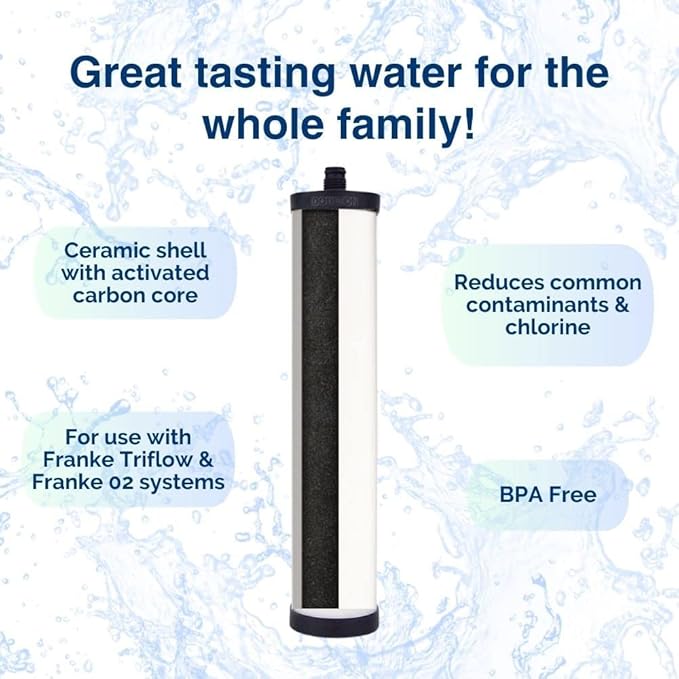 Doulton M15 UltraCarb Ceramic Drinking Water Filter Candle for Franke 02, Franke Triflow, Filterflow, All 1st Gen Steel and 2nd Gen Plastic Housings ¦ FRX01 ¦ 10 inch ¦ M15 Thread ¦ W9223021 (1 Pack)