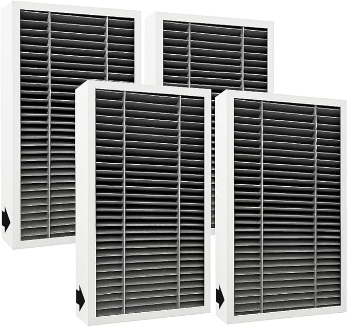 Nispira F1 C01 T02 Carbon Odor Reduction HEPA Filter Replacement For 3M Filtrete Room Air Purifier FAP-C01-F1, FAP-T02-F1, FAPF-F1-O, FAP-C01BA-G1, FAP-T02WA-G1, FAP-ST02W, FAP-ST02N 4 Packs