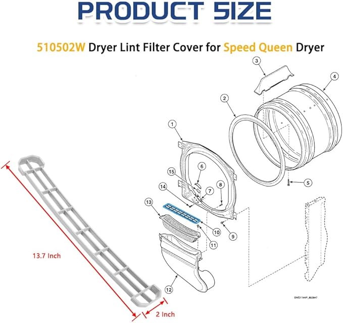 [Upgraded] 510502W Dryer Lint Filter Cover, Dryer Lint Screen Cover fit for Speed Queen, Replace D510502W, D510502LG, AP6284689, ‎Light Gray (2 Pack)