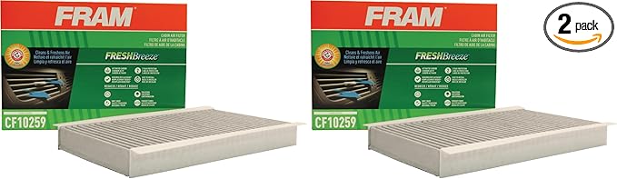 FRAM Fresh Breeze Cabin Air Filter Replacement for Car Passenger Compartment w/Arm and Hammer Baking Soda, Easy Install, CF10259 for Land Rover Vehicles (Pack of 2)