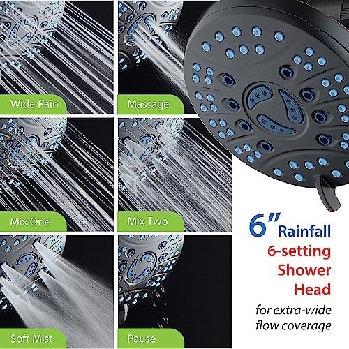 Hotel Spa AquaCare for California As-Seen-On-TV High Pressure Handheld Rain 50-mode 3-way Shower Head Combo, Anti-clog Jets, 2-mode Tub & Pet Power Wash, Wall Bracket, 6 ft. Hose, Matte Black