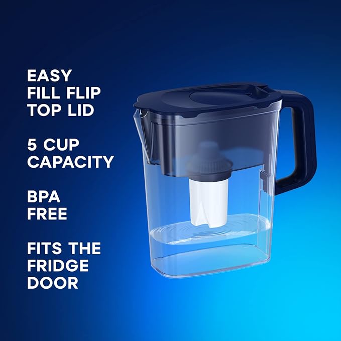 AQUAPHOR Water Filter Pitcher Compact 5 Cup with 1 x B15 Filter - Dark Blue