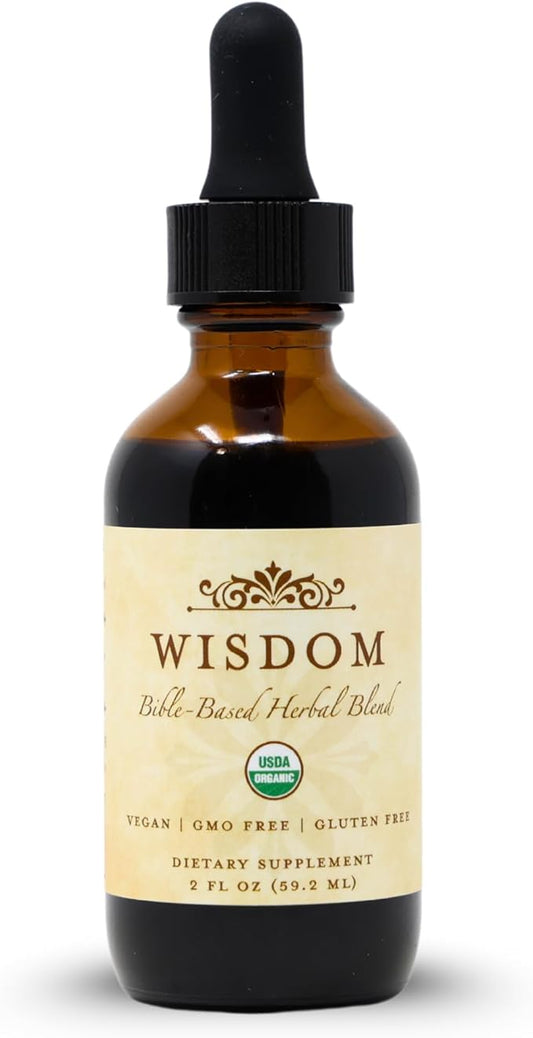 Organic Turmeric, Frankincense and Myrrh – Herbal Supplement Blend for Energy, Detox, Focus, Immunity & Stress – Non-GMO Vegan Tonic with Milk Thistle – Wisdom Bible Based Blend – 2oz Liquid Drops