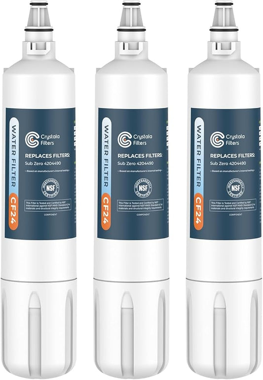 Crystala Filters Water Filter Replacement for Sub-Zero 4204490, 4290510 Refrigerator Water Filter, Pack of 3