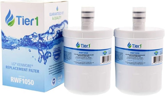 Tier1 5231JA2002A Refrigerator Water Filter 2-pk | Replacement for LG LT500P, GEN11042FR-08, ADQ72910902, ADQ72910907, ADQ72910901, WD-F05, SP-LE500, RWF0100A, RWF1050, Kenmore 9890, Fridge Filter