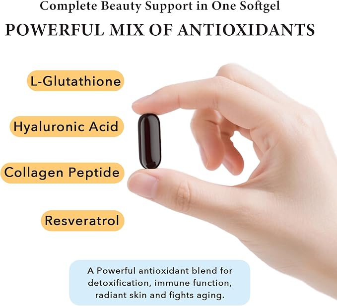 Liposomal Glutathione Softgels, Enhanced Absorption - Liposomal Delivery, Active Form L-Glutathione, Cellular, Immune Function & Liver Detox, Rich in Antioxidant Formula, Gluten Free, 360 Softgels