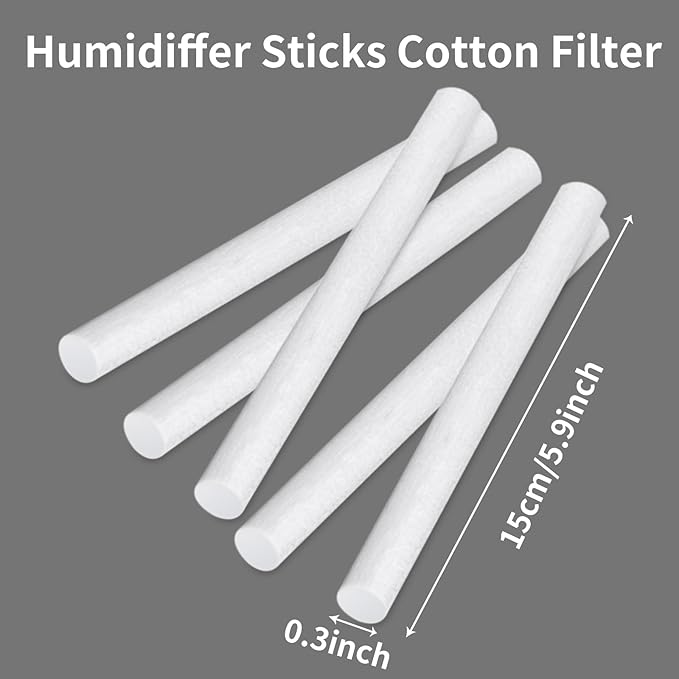 10-Pack Humidifier Filter Cotton Replacement Core, Trimmable Cotton Stick for USB-Powered Smart Humidifiers - Compatible with Cars, Offices, Bedrooms, Mini Humidifier Accessories (5.91 Inch)