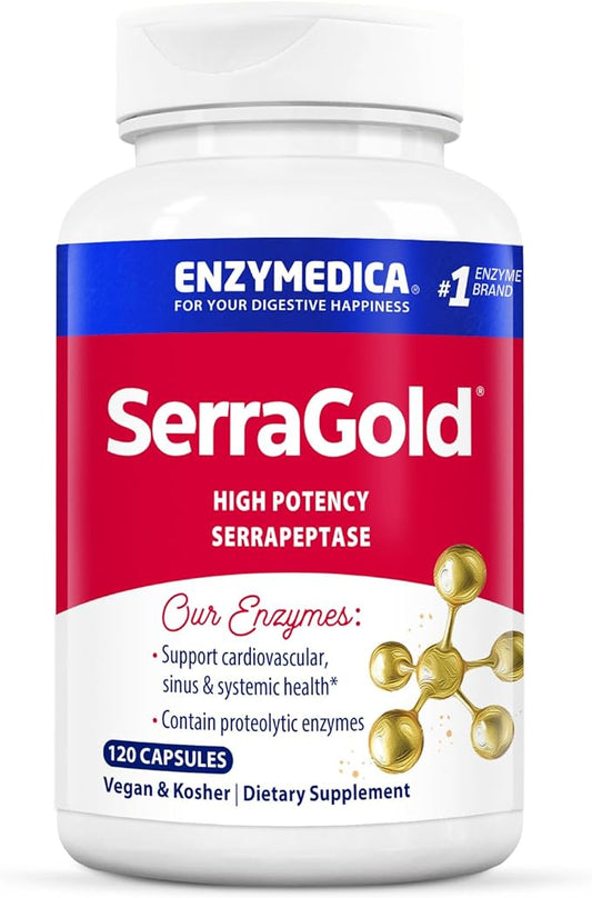 Enzymedica, SerraGold, High-Potency Serrapeptase Enzyme Supplement, Supports Respiratory, Heart & Immune Function, 120 Count