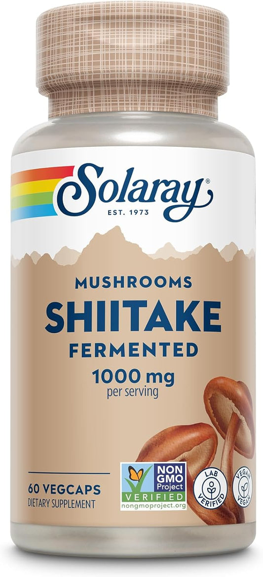 SOLARAY Fermented Shiitake Mushroom 500mg | Healthy Immune, Liver & Digestive Function Support | Non-GMO & Vegan | 60 VegCaps