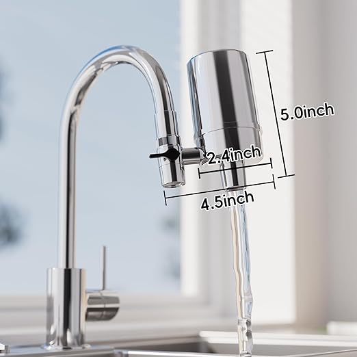 iSpring DF2-CHR Faucet Water Filter for Kitchen, Bathroom, or RV Sink – Water Filter for Sink Faucet, 500 Gallons Long Life, Chrome Finish
