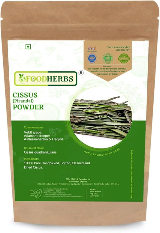 Cissus Quadrangularis Powder | 200 GMS / 0.44 Lbs | for Bone Wellness | Hadjod | Pirandai | Veldt Grape | Adamant Creeper