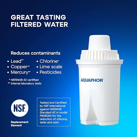 AQUAPHOR Water Filter Pitcher Ideal 7 Cup with 1 x B15 Filter - Black