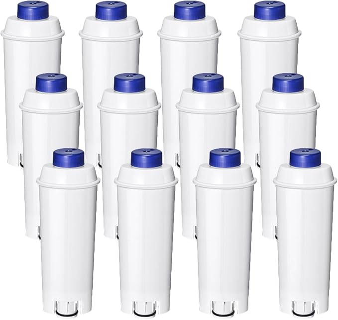 Coffee Machine Fitler, Delonghi Filter Replacement for DeLonghi DLSC002, Delonghi Magnifica Evo, Dinamica Plus, ESAM, ETAM, BCO, EC. Activated Carbon Water Filter Cartridges Softener (12 Pcs)