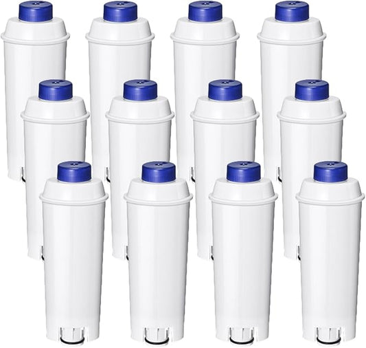 Coffee Machine Fitler, Delonghi Filter Replacement for DeLonghi DLSC002, Delonghi Magnifica Evo, Dinamica Plus, ESAM, ETAM, BCO, EC. Activated Carbon Water Filter Cartridges Softener (12 Pcs)