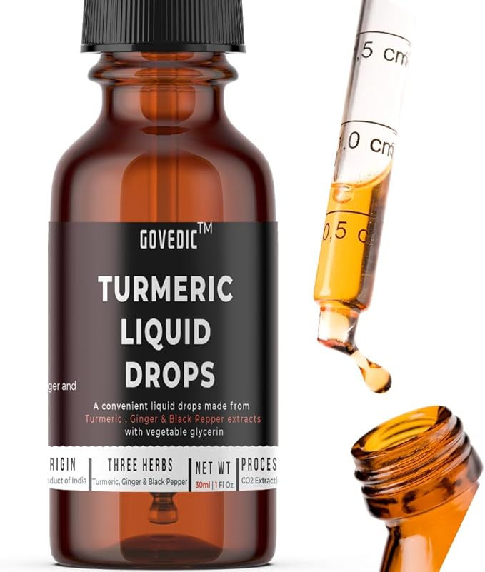 Turmeric Liquid Extract Supplement with Black Pepper & Ginger,Turmeric Root Tincture - 60 Servings, 250mg per Serving