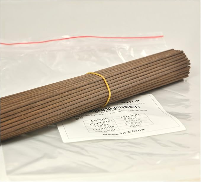 100 Pieces Fiber Reed Diffuser Replacement Refill Sticks (10" x 3mm, Brown)