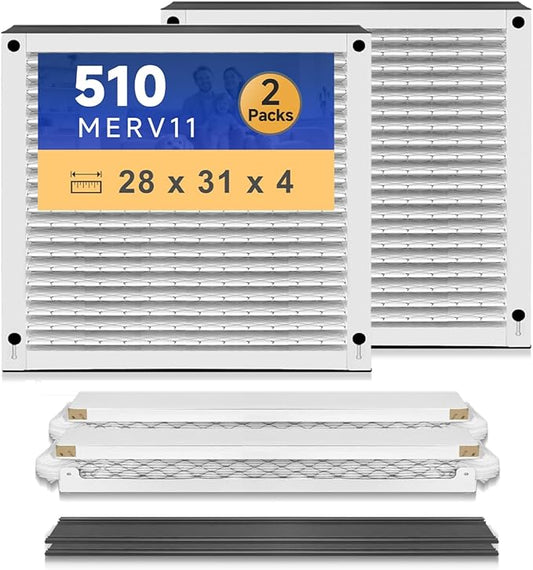 510 Replacement Filter AC Air 31x28x4 for Whole House AirPurifiers Model #510 1510 2516 Upgraded Rail Kit replacement Frame HVAC Furnace Air conditioner Healthy Air 11 2 Packs