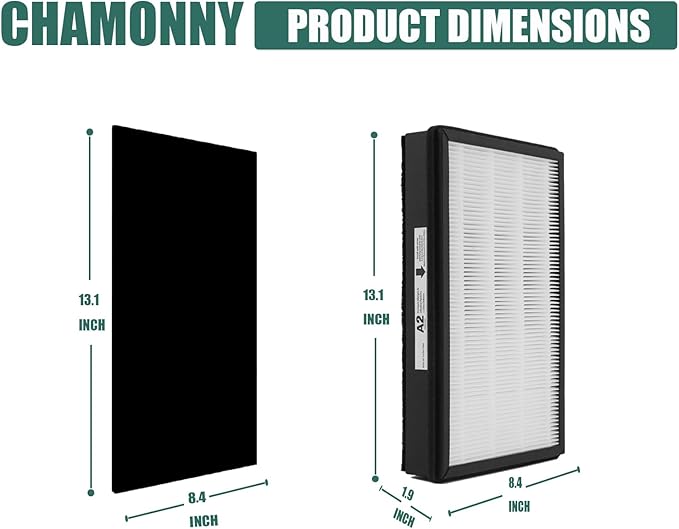 A2 True HEPA Replacement Filter Size A2, Compatible with Filtrete FAP-C02-A2, FAP-C03-A2, FAP-T03-A2, FAP-SC02L Air Purifier, Part # 1150101, 2 H13 True HEPA Filters + 4 Pre-filters