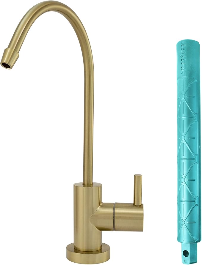 Non-airgap RO Faucet Reverse Osmosis Drinking Water Filtration System Water Dispenser Spout (Brushed Gold). Euro Style with Faucet Wrench. NSF Certified.