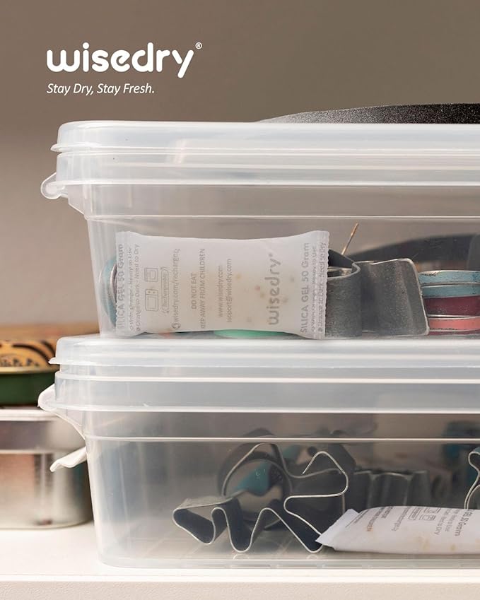 wisedry 50 Gram [6PACKS] Rechargeable Silica Gel Desiccant Packets Fast Reactivate Desiccant Bags Orange to Green indicating for Air Dryer Food Grade