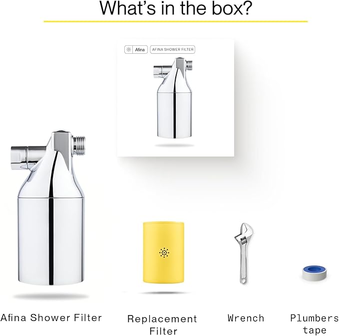 Afina Shower Head Filter - Shower Filter for Hard Water | High Pressure Shower Water Filter - Improves Skin & Hair by Removing Chlorine & Heavy Metals, Transform Your Shower Head with Filters (Black)