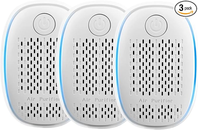 Air Ionizers HEPA Filter/Plug In Air Purifier for Home, Negative Ion Filtration System for Bathroom,Bedroom, Office, Kitchen, Mini Air Cleaner, Portable Air Filter (White) (3)