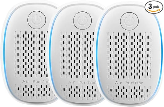 Air Ionizers HEPA Filter/Plug In Air Purifier for Home, Negative Ion Filtration System for Bathroom,Bedroom, Office, Kitchen, Mini Air Cleaner, Portable Air Filter (White) (3)