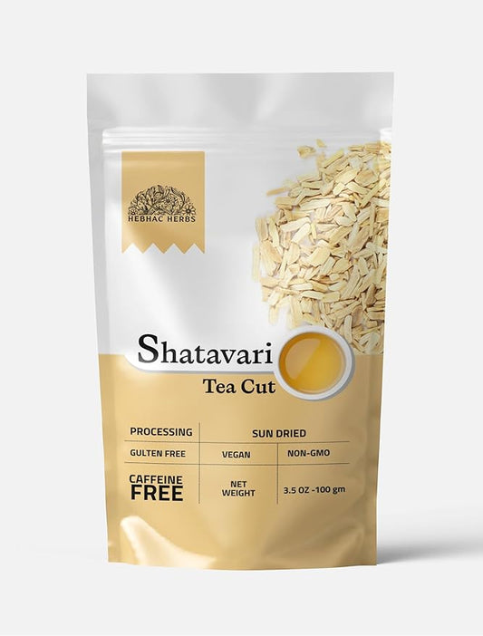 Shatavari root Tea Cut 100 g | Cut & Sifted for Herbal Tea | Organic Asparagus Racemosus from India| Premium Naturally Dried Shatavari root (Shatavri, Satawar) By Hebhac Herbals