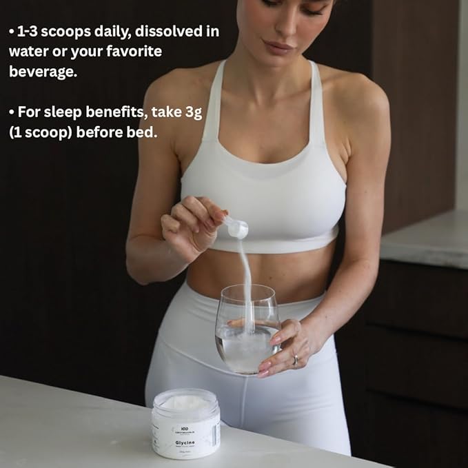 Centenarius Nutrition Glycine Powder 250g | Non-Essential Amino Acids Supplement for Post Workout Muscle Recovery, Digestion, Sleep Aid + More - Vegan, Additive-Free, Third-Party Tested