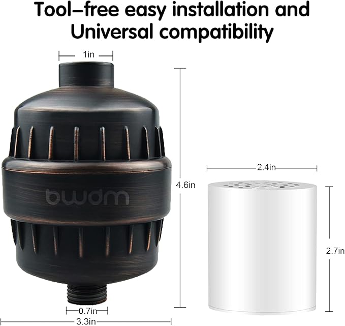 Shower Filter,Hard Water filter Shower Head Filter 15 Stage Cartridge Remove Chlorine Heavy Metals and Other Sediments,Vitamin C Water Softener Reduces Dry Itchy Skin,Dandruff BWDM(Oil-Rubbed Bronze)