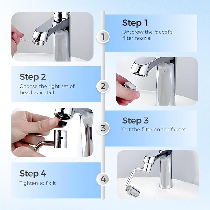 Faucet Extender, Universal Sink Faucet 1080° Rotatable Faucet Aerator Extension, 2 Mode Splash Water Filter, Swivel Robotic Arm Swivel Extension Aerator Kitchen Sink Faucet Extender (2)