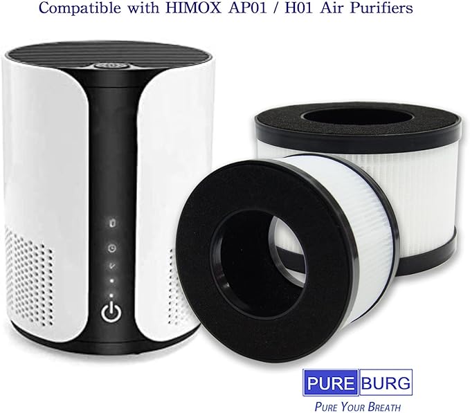 PUREBURG Replacement Filters Compatible with HIMOX AP01 H01 Air Purifier,2-Pack H13 HEPA 3-Stage Filtration Activated carbon 2-IN-1 Air Clean Dust VOCs
