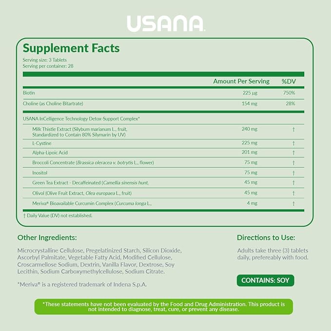 USANA - Hepasil DTX with InCelligence - Support Complex for Comprehensive Health, Protection, Wellness & Vitality - 84 Tablets (28-Day Supply)