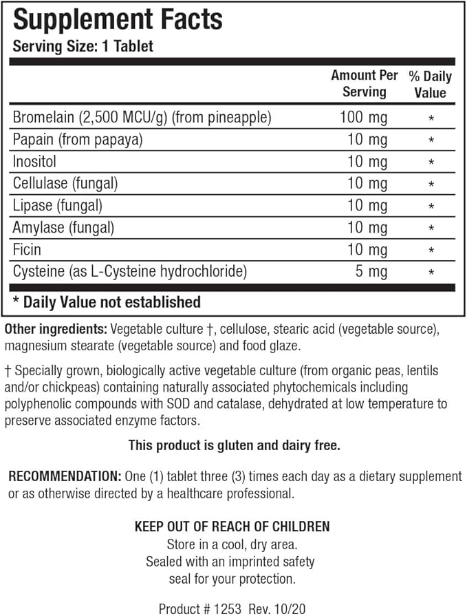Biotics Research Bromelain Plus CLA Supplies Bromelain and Papain, Provides Supplemental Enzyme Support, Supports Muscular Comfort 100 Tablets