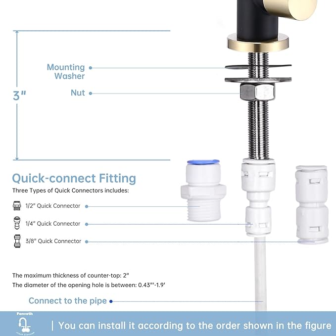 Drinking Water Faucet, Black and Gold RO Faucet Kitchen Water Filter Faucet for Non-Air Gap Reverse Osmosis Water Filtration System