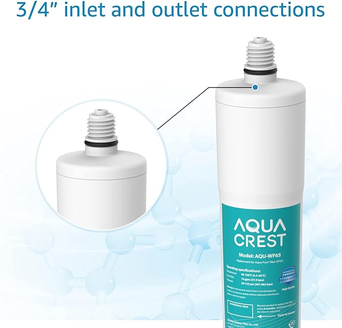 AQUA CREST AP431 Replacement for Aqua-Pure AP430SS, Whole House Scale Inhibitor Water Filter, Helps Prevent Scale Build Up On Hot Water Heaters and Boilers, Pack of 1