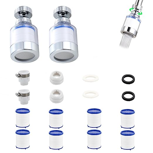Kitchen Faucet Filter, 360° Rotating for Household Kitchen tap Water, Splash-Proof and Pressure-Increasing Filter for Sink Faucet, Shower Head. (Long Style-2)