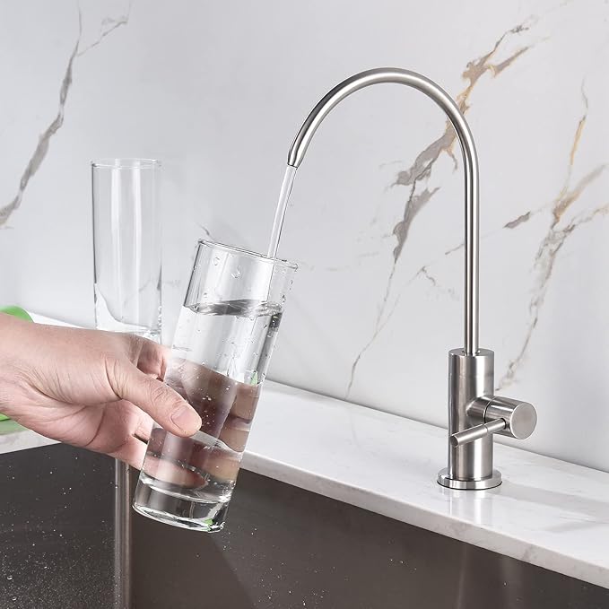Drinking Water Faucet Ro Sink Filter Faucet for Kitchen Reverse Osmosis System, Lead-Free Stainless Steel Brushed Nickel
