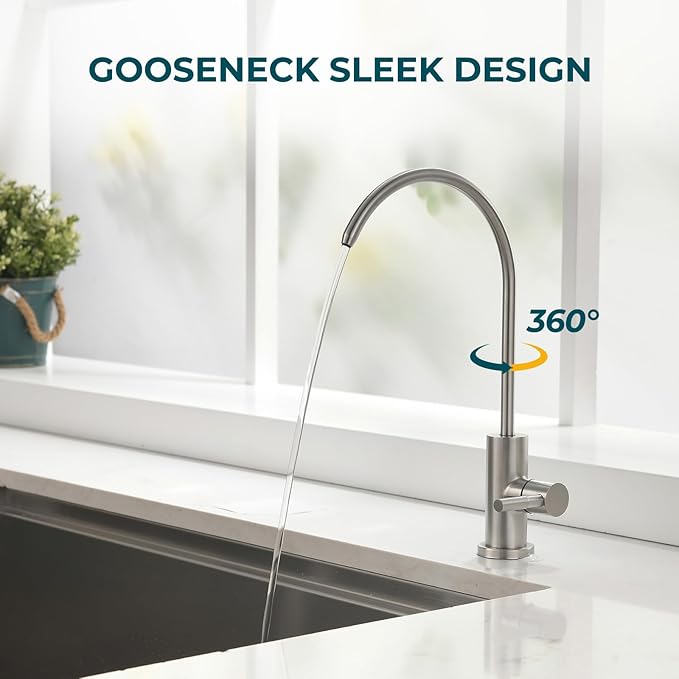 Drinking Water Faucets for Kitchen Sink, Stainless Steel Water Filter Faucet for Reverse Osmosis or Water Filtration System, RO Bar Sink Faucet, Brushed Nickel