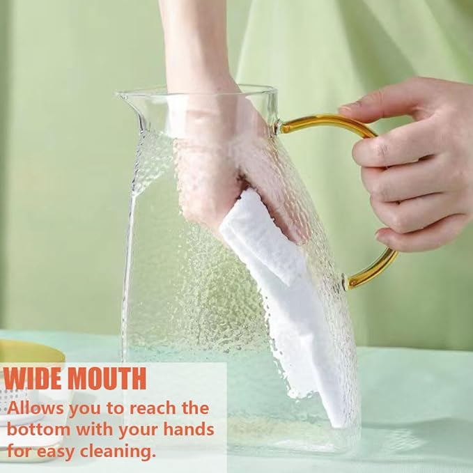 1.5L Glass Pitcher with Stainless Steel Gold Lid - Ideal Fridge Door Water Pitcher for Hot or Cold Beverage, Iced Tea, Juice, Milk, Coffee, Lemonade