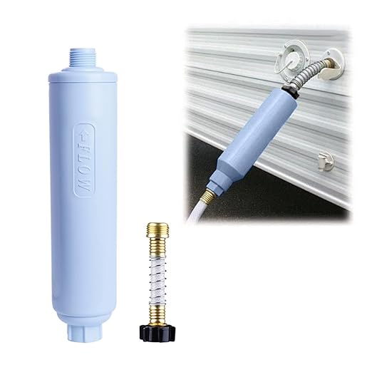 RV Water Filter Hose Attachment with Flexible Hose Protector, GAC & KDF Camper RV Hose Filter RV Inline Water Filter Cartridge for Fresh Drinking Water