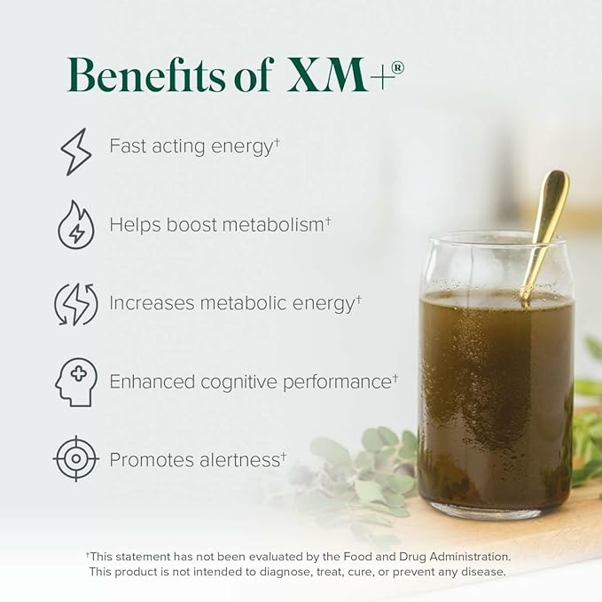 Isagenix XM+ - Natural Energy Support Drink Powder - Infused with Green Tea - Made with Shade-Dried Moringa Leaves - Individual Serving Packets (32 Servings)