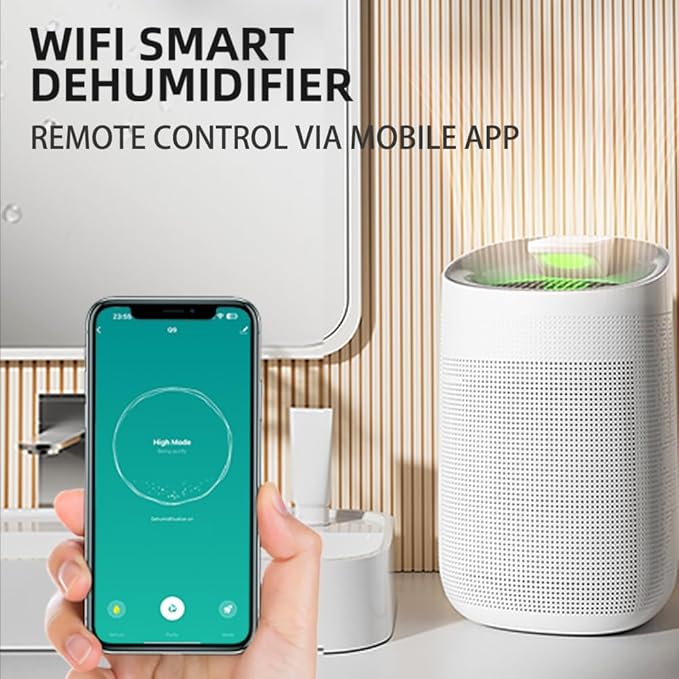 1000ml Air Dehumidifier w/Purifying Function for Home (800 Sq.Ft), Small Dehumidifiers with WIFI APP Control, Auto Shut Off, True HEPA Filter, Ideal for Closet Bedroom Bathroom 1 Filter