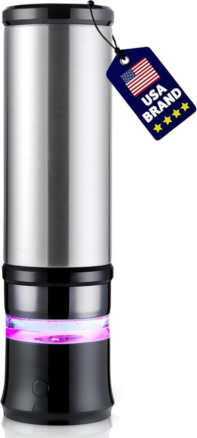 2 in 1 Hydrogen Water Bottle Generator – SPE/PEM Technology – Stainless Steel Bottle with Self Cleaning Mode – 11oz / 330ml – Up to 1300 PPB Hydrogen Enriched Water